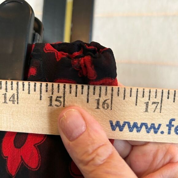 VTG Black & Red Reversible Floral Boho Feminine Whimsigoth Maxi Skirt S - Picture 7 of 12